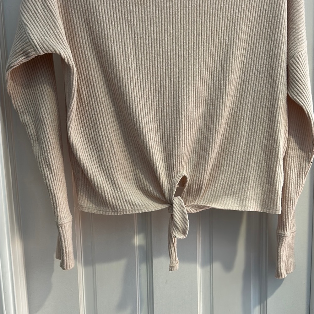 Cream Ribbed Long Sleeve Top - Picture 6 of 6